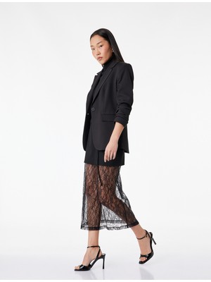 Koton Bağlama Detaylı A Kesim Dantelli Midi Etek