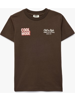 Koton Pamuklu Kısa Kollu Bisiklet Yaka Baskılı Tişört