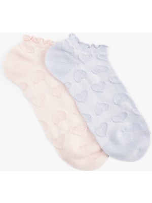 Koton Kalp Dokulu Pamuklu Fırfırlı Çok Renkli 2'li Patik Çorap Seti