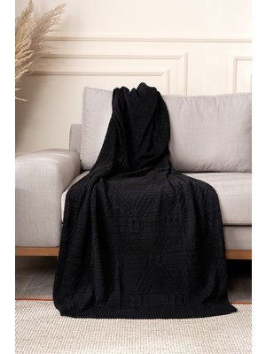 Koza Home Mendi Siyah Akrilik Throw  Tv Battaniyesi 130X170 2537