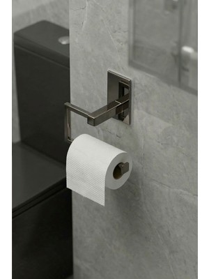Zift Unique 304 Paslanmaz Çelik Füme Titanyum Tuvalet Kağıdı Askısı Yapışkanlı , Wc Kağıdı Tutacağı  Parlak Lüks