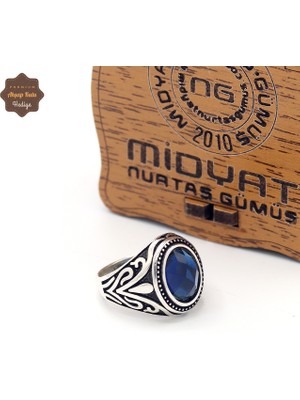 Midyat Nurtaş Gümüş Safir Taşlı Yuvarlak Model 925 Ayar Gümüş Çocuk Yüzüğü 201025318