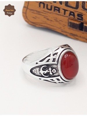 Midyat Nurtaş Gümüş Akik Taşlı Klasik Çapa Model 925 Ayar Gümüş Çocuk Yüzüğü 201025343