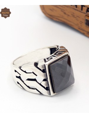 Midyat Nurtaş Gümüş Siyah Zirkon Taşlı Sade Zincir Model 925 Ayar Gümüş Çocuk Yüzüğü 201025378