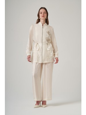 Nuss 1032 Palmiyesi Taş Işlemeli Pantolonlu Takım