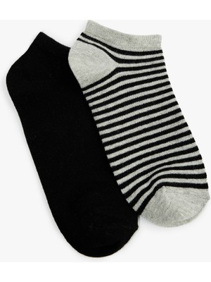 Koton 2'li Çizgili Pamuklu Patik Çorap Seti