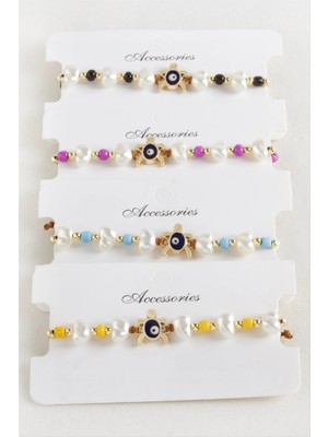 SiHako Kaplumbağa Boncuk Inci Makrome Ip Bileklik