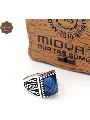 Midyat Nurtaş Gümüş Safir Taşlı Artuklu Model 925 Ayar Gümüş Çocuk Yüzüğü 201025319