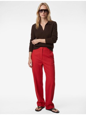 Koton Uzun Kollu Viskon Karışımlı Polo Yaka Triko Kazak