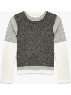 Koton Çift Katlı Uzun Kollu Bisiklet Yaka Bluz