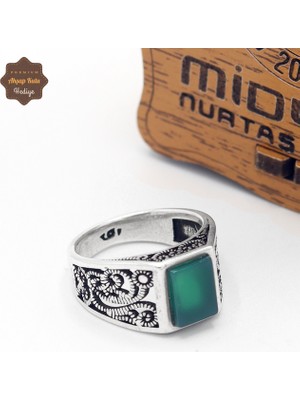 Midyat Nurtaş Gümüş Zümrüt Taşlı Yaprak Model 925 Ayar Gümüş Çocuk Yüzüğü 201025322