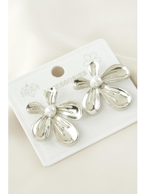 SiHako Çiçek Metal Inci Küpe