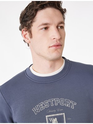 Koton Uzun Kollu Şardonlu Baskılı Bisiklet Yaka Sweatshirt
