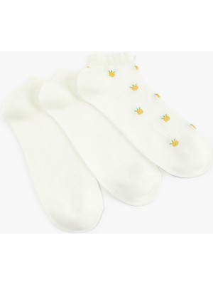 Koton Ananas Desenli Pamuklu 3'lü Patik Çorap Seti