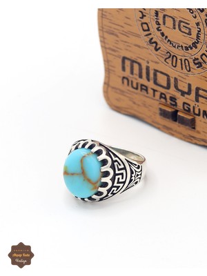 Midyat Nurtaş Gümüş Firuze Taşlı Oval Model 925 Ayar Gümüş Çocuk Yüzüğü 201025315