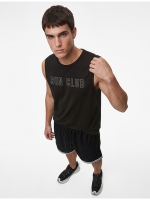 Koton Regular Fit Kolsuz Bisiklet Yaka Baskılı Spor Atleti