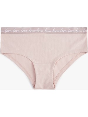 Koton Yüksek Bel Rahat Kalıp Baskılı Bel Detaylı Pamuklu Hipster Külot