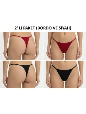 Calma String 2 Renk Pamuklu (Bordo-Siyah)