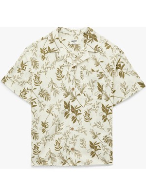 Koton Desenli Klasik Yaka Pamuklu Kısa Kollu Gömlek