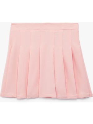 Koton Beli Ayarlanabilir Lastikli Pileli Diz Üstü Basic Etek