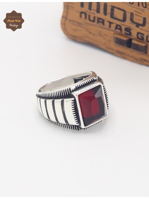 Midyat Nurtaş Gümüş Bombeli Yakut Taşlı Sade Katman Motifli 925 Ayar Gümüş Çocuk Yüzüğü 201025362