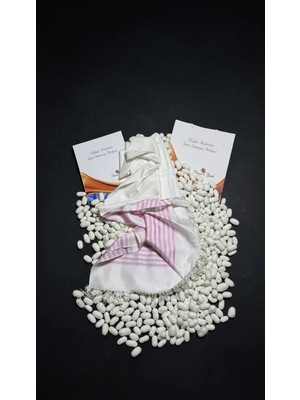 Kulplu Kadınlar Beyaz Çizgili Desenli Ipek Şal