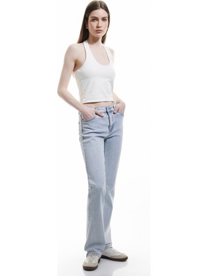 Koton Yüksek Bel Ispanyol Paça Pamuklu Slim Fit Denim Pantolon - Flare Jean