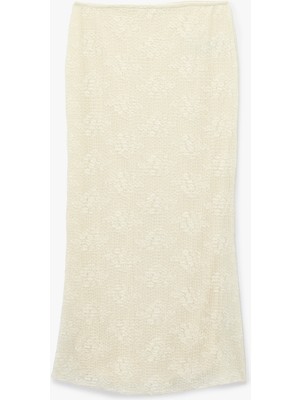 Koton Yırtmaçlı A Kesim Dantel Midi Etek