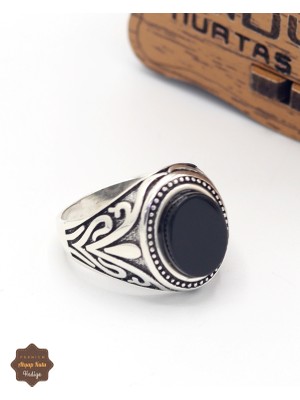 Midyat Nurtaş Gümüş Oniks Taşlı Sümbül Model 925 Ayar Gümüş Çocuk Yüzüğü 201025388