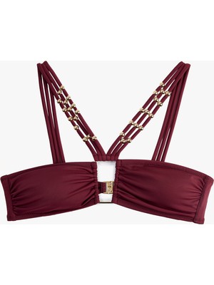 Koton Boncuk ve Aksesuar Detaylı Çapraz Askılı Bikini Üstü