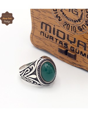 Midyat Nurtaş Gümüş Zümrüt Taşlı Palmiye Model 925 Ayar Gümüş Çocuk Yüzüğü 201025330