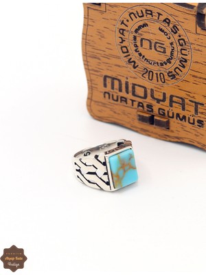 Midyat Nurtaş Gümüş Firuze Taşlı Zincir Model 925 Ayar Gümüş Çocuk Yüzüğü 201025313