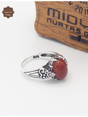 Midyat Nurtaş Gümüş Akik Taşlı Klasik Üzüm Model 925 Ayar Gümüş Çocuk Yüzüğü 201025344