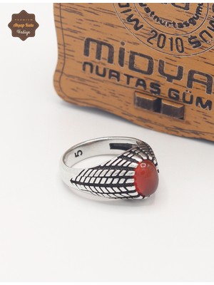 Midyat Nurtaş Gümüş Akik Taşlı Oval Model 925 Ayar Gümüş Çocuk Yüzüğü 201025357