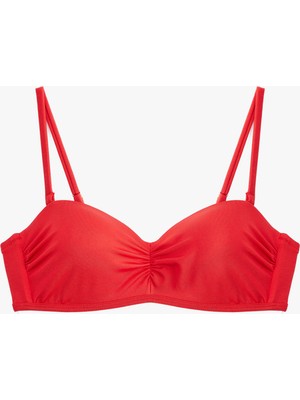 Koton Kalp Yaka Drape Detaylı Straplez Bikini Üstü