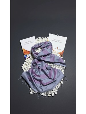 Kulplu Kadınlar Mor Desenli Ipek Şal (Model 1)