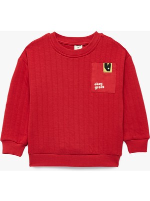 Koton Şardonlu Uzun Kollu Bisiklet Yaka Pamuklu Sweatshirt