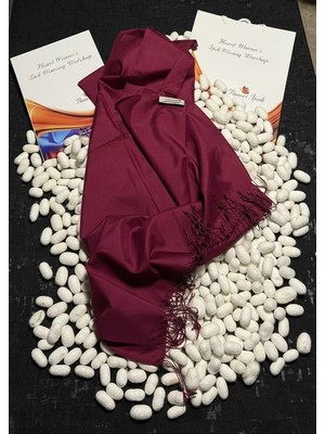 Kulplu Kadınlar Bordo Desenli Ipek Şal