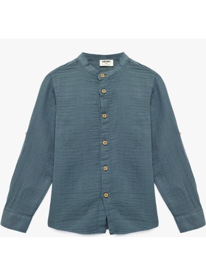 Koton Pamuklu Uzun Kollu Düğmeli Müslin Hakim Yaka Gömlek