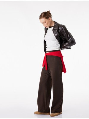 Koton Düz Bol Paça Kumaş Pantolon