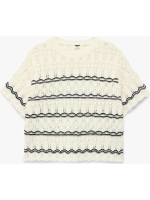 Koton Pamuklu Kısa Kollu Bisiklet Yaka Triko Kazak