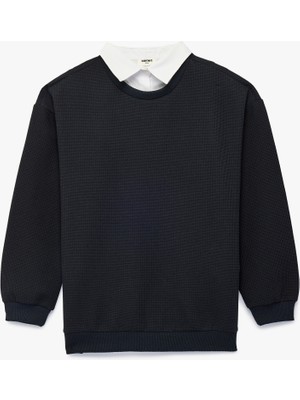 Koton Dokulu Uzun Kollu Polo Yaka Sweatshirt
