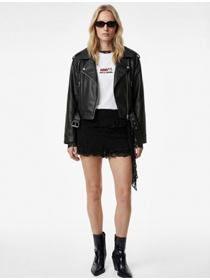 Koton Slim Fit Bağlama Detaylı Mini Dantel Etek