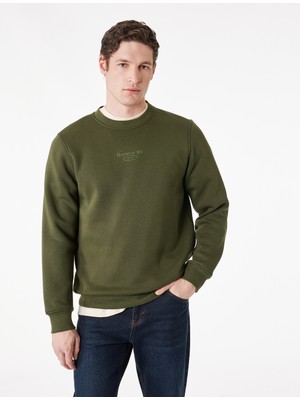 Koton Uzun Kollu Şardonlu Bisiklet Yaka Baskılı Sweatshirt