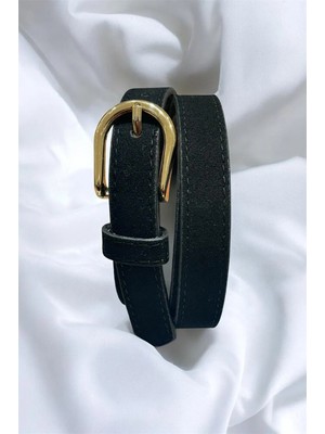 Nish&Chic Gold Tokalı Ince Süet Kemer