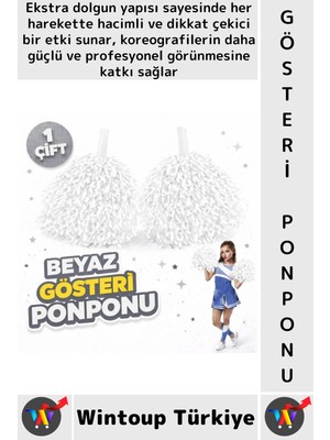 Wintoup #ponpon Hafif Esnek Okul Yıl Sonu Gösteri Etkinlik Tören Spor Dans Şık Ekstra Dolgun Ponpon 1 Çift
