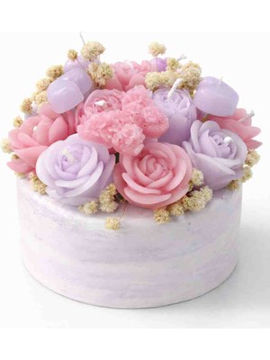 Bead El Yapımı Mum Çiçek Buketi Large – Dekoratif Kokulu Tasarım Mum – Lila & Pembe Gül Hediyelik Mum