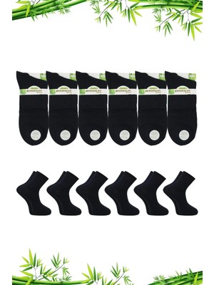 Kardeşler Çorap Kardeşler Dikişsiz Bambu Yarım Konç Düz Siyah Çorap 6'lı Paket Kadınlar İçin Konforlu Seçenek