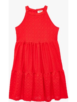 Koton Brodeli Katlı Kolsuz Halter Yaka Elbise