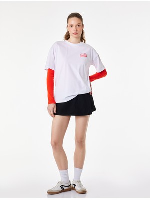 Koton Rahat Kalıp Kısa Kollu Bisiklet Yaka Pamuklu Arkası Baskılı Tişört